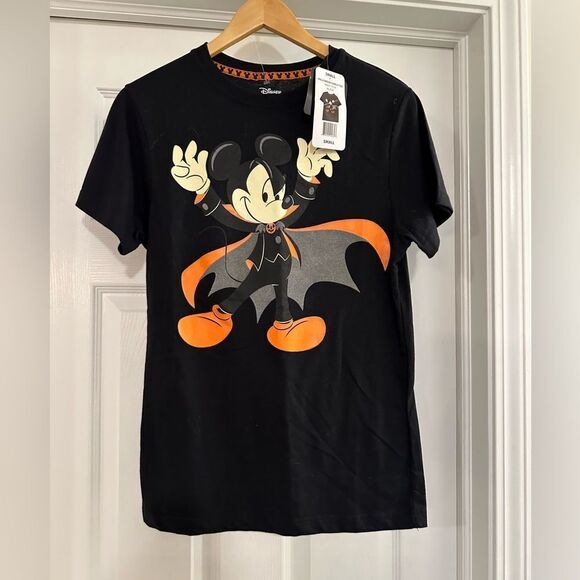 Disney Mickey Mouse Men's Black Bat Dracula Halloween Unisex Tee T-Shirt small - Picture 1 of 4